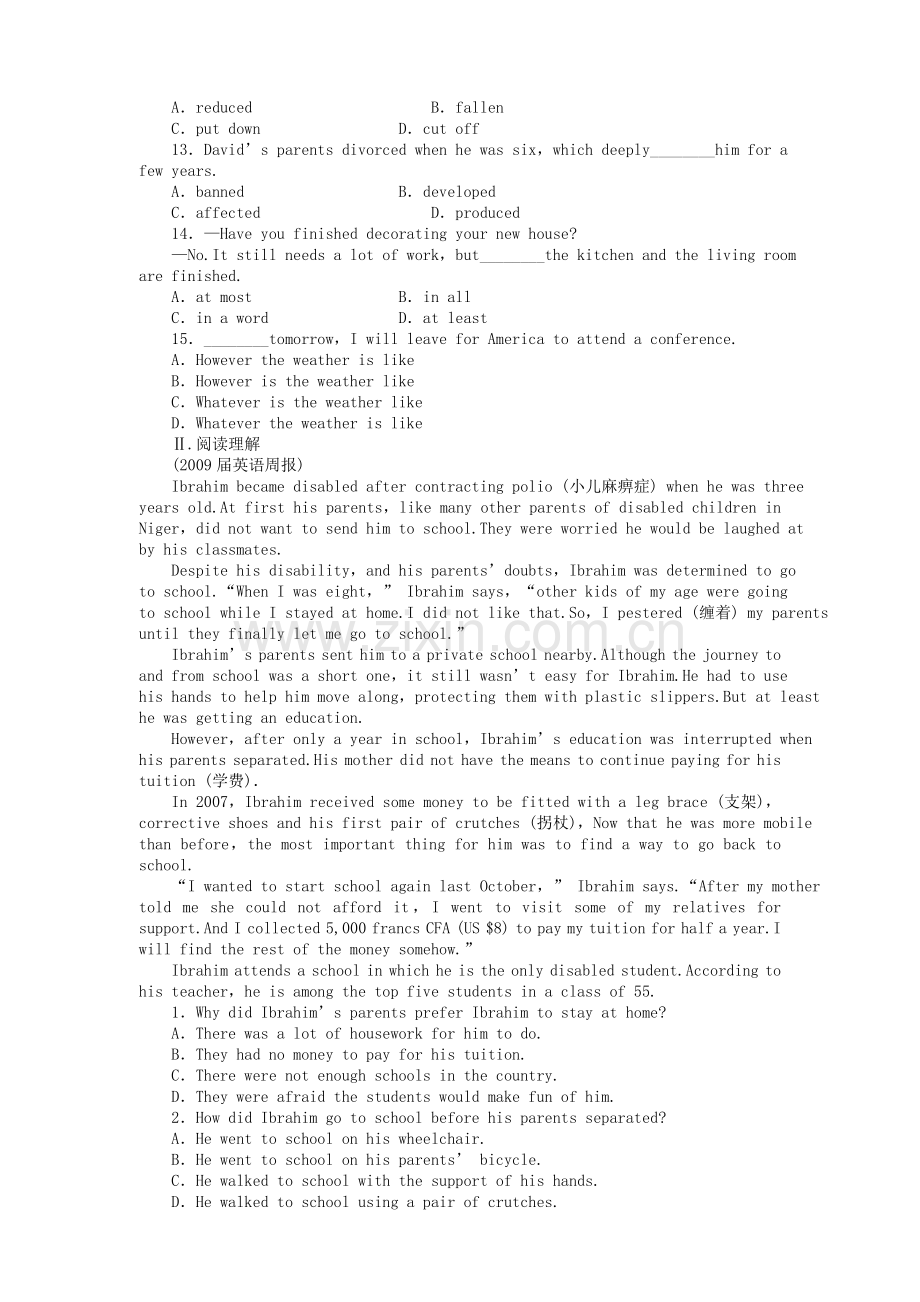 山东专版金版新学案2011高三英语一轮 测试卷 外研版必修22 .doc_第2页