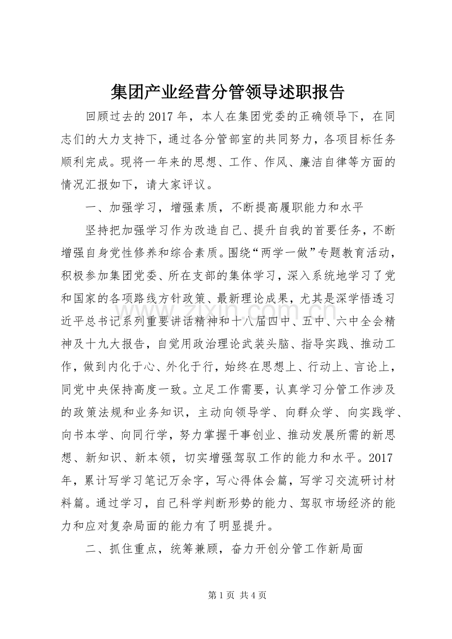 集团产业经营分管领导述职报告.docx_第1页