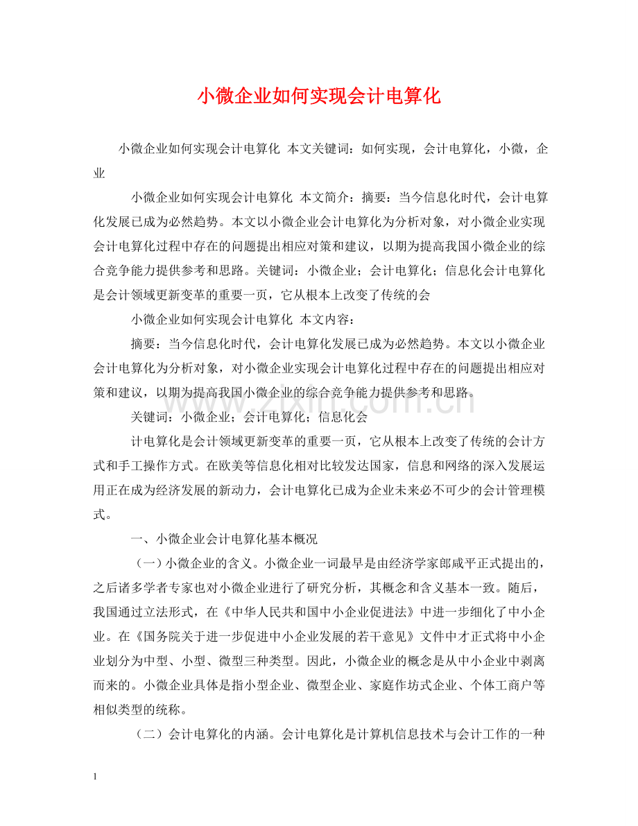 小微企业如何实现会计电算化 .doc_第1页