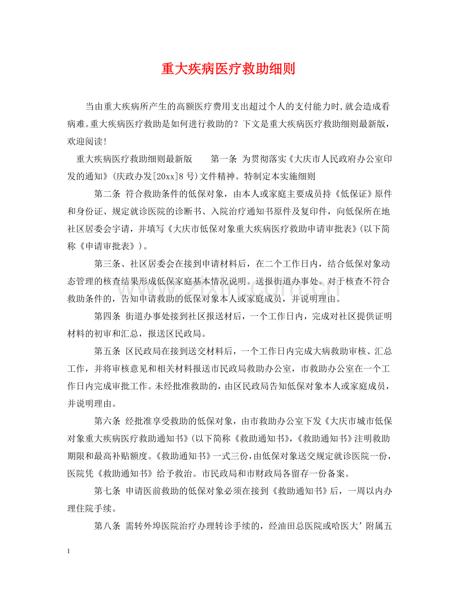 重大疾病医疗救助细则 .doc_第1页