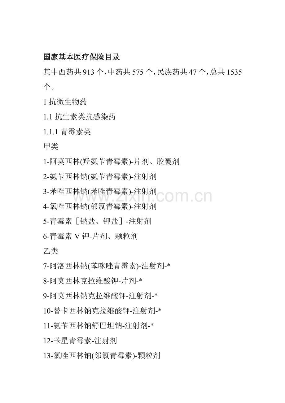 国家基本医疗保险西药目录（29页）.docx_第1页