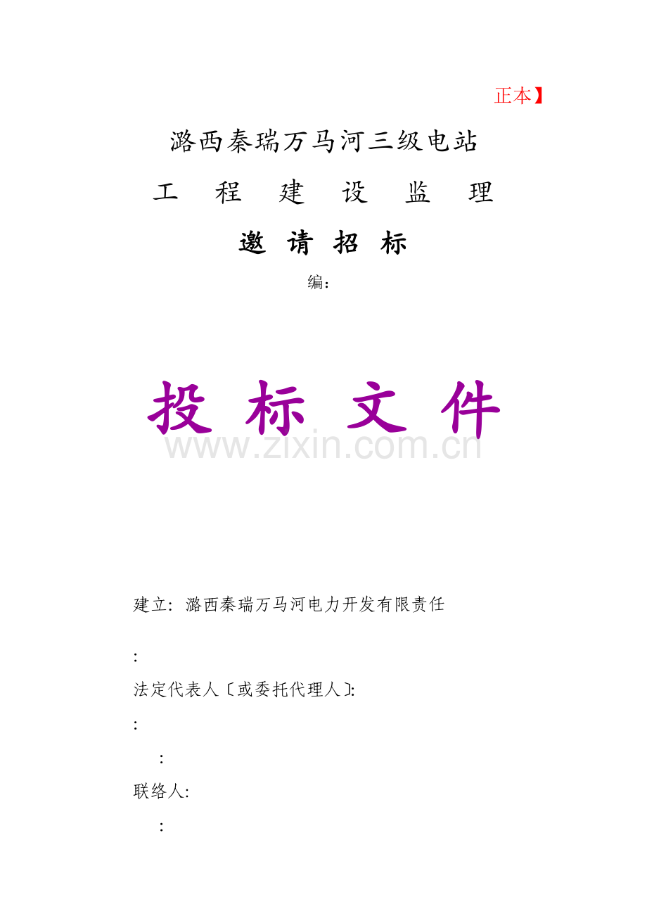 潞西市秦瑞万马河三级电站工程建设监理招标文件.doc_第1页