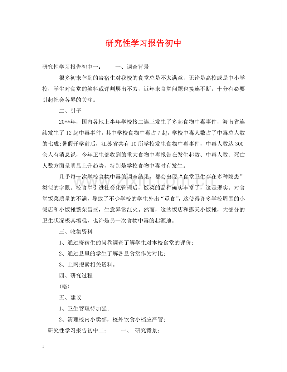 研究性学习报告初中 .doc_第1页