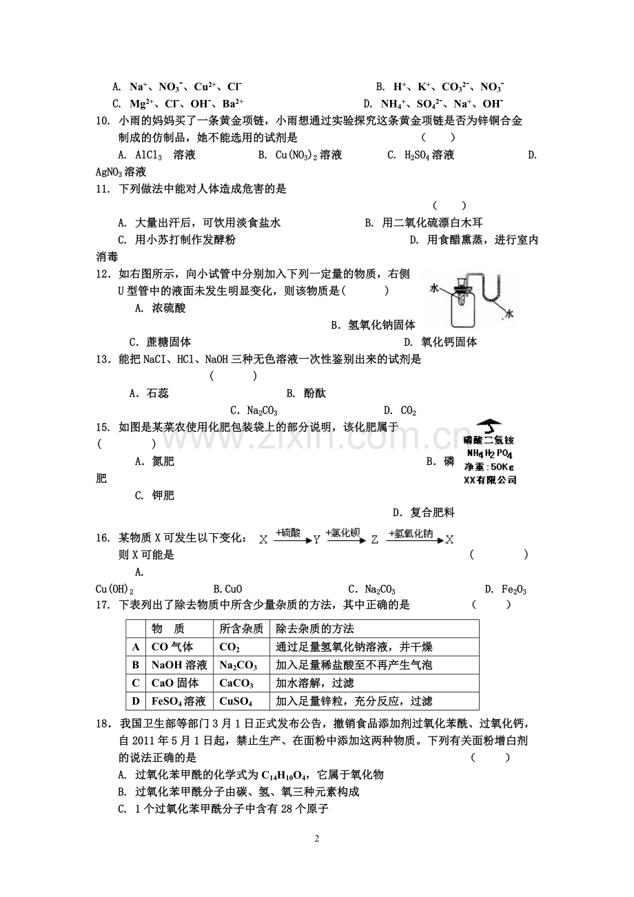 第十一单元盐化肥周测.doc_第2页