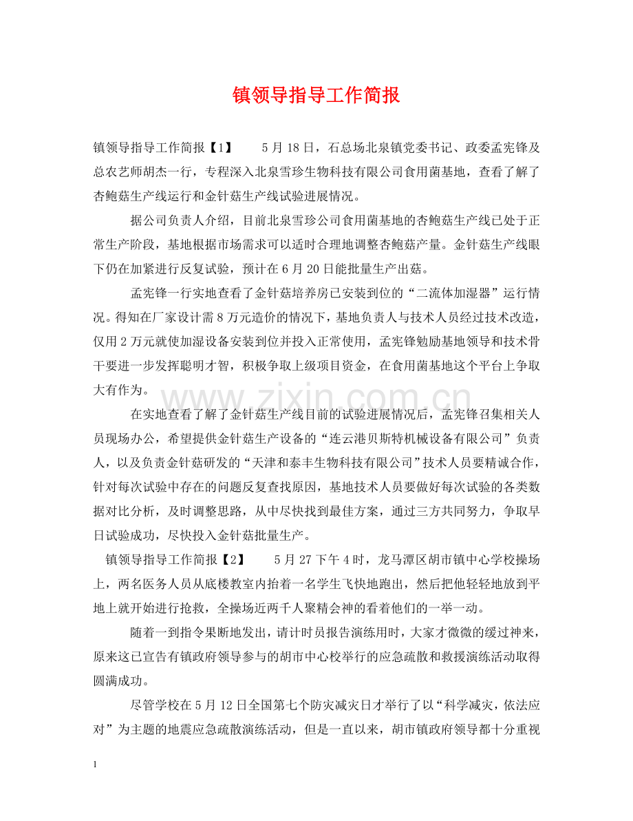 镇领导指导工作简报 .doc_第1页