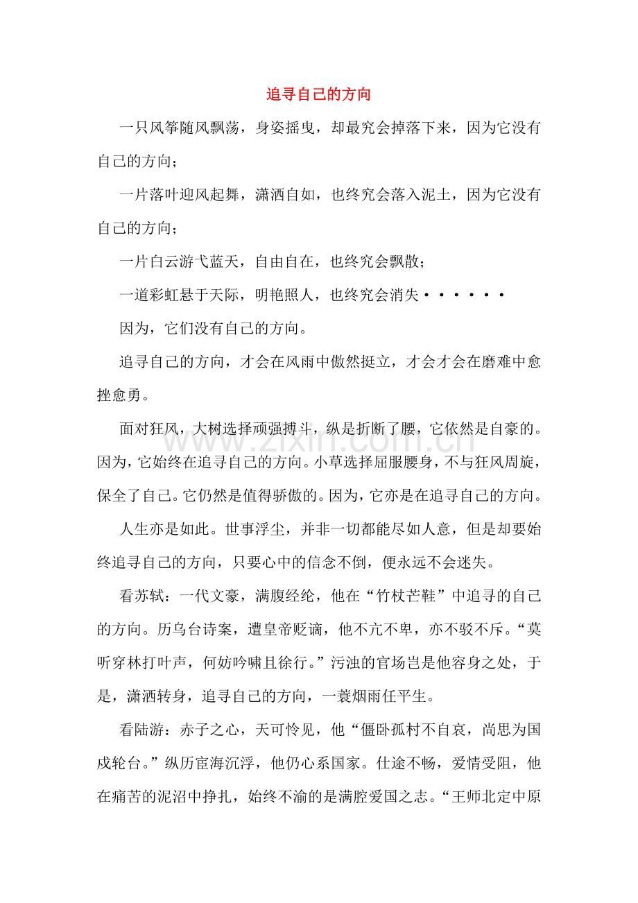 中考语文优秀作文 追寻自己的方向素材.doc_第1页