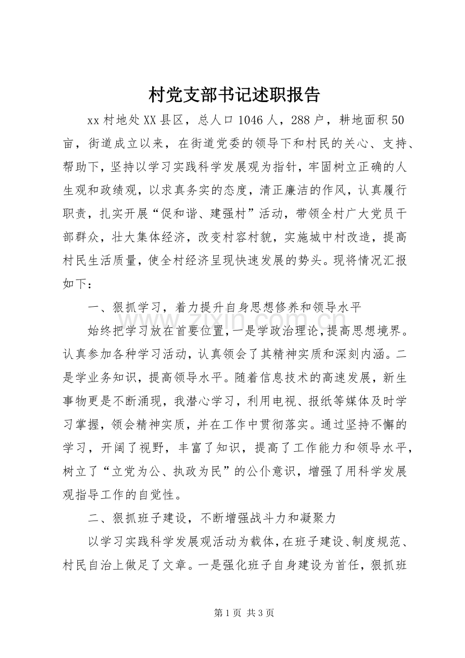 村党支部书记述职报告 (38).docx_第1页