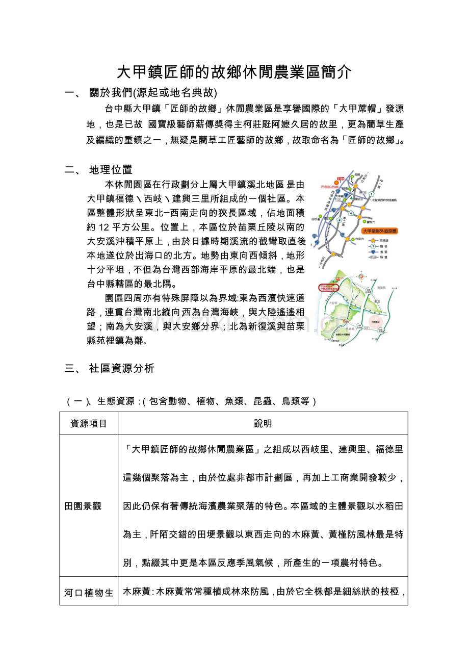 大甲镇匠师的故乡休闲农业区简介.docx_第1页