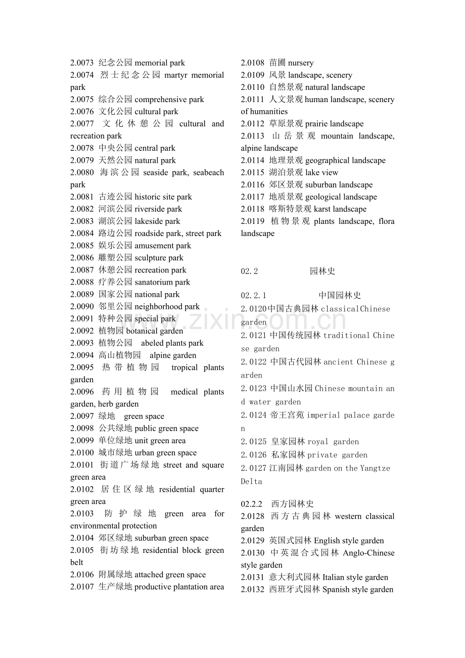 园林学标准英语大全.docx_第2页