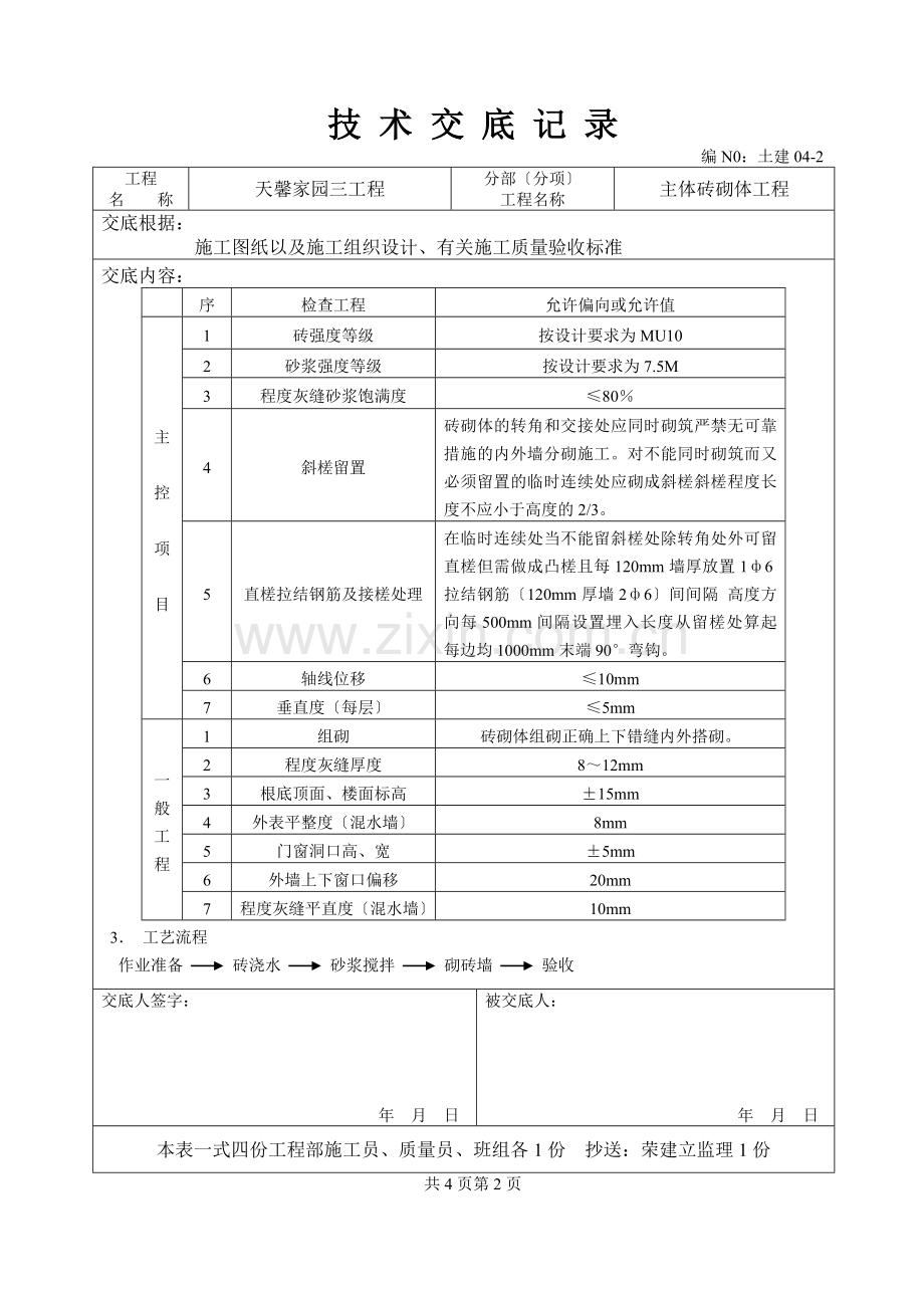 主体砖砌体工程技术交底.doc_第2页