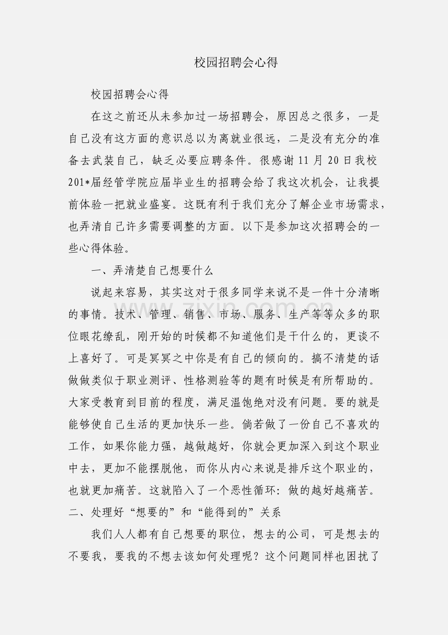 校园招聘会心得.docx_第1页