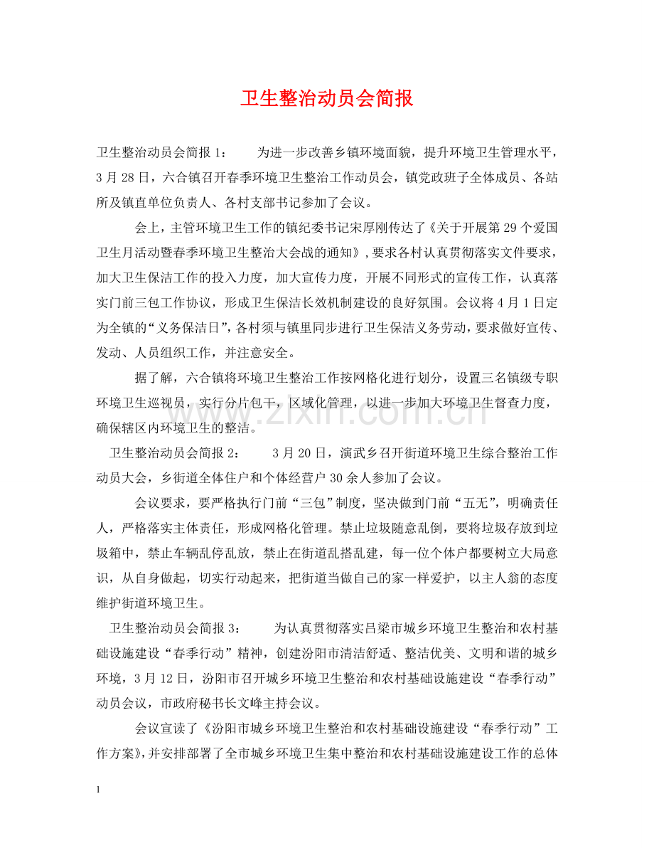 卫生整治动员会简报 .doc_第1页