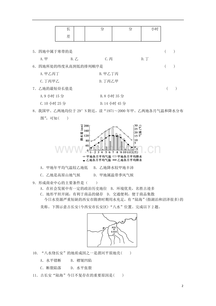 高考地理二轮复习专题-闯入大学综合练习26.doc_第2页