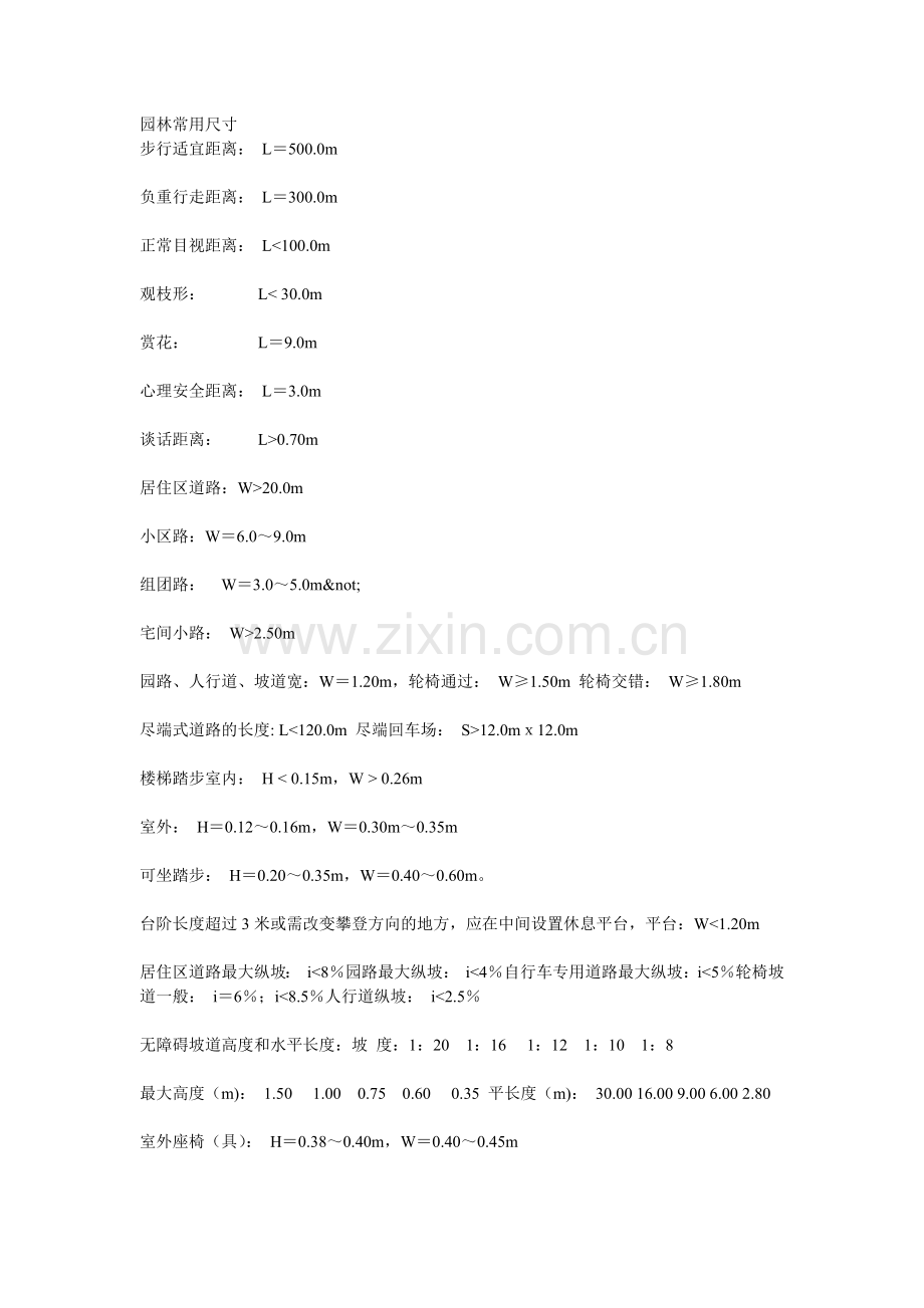园林设计尺寸 (2).docx_第1页