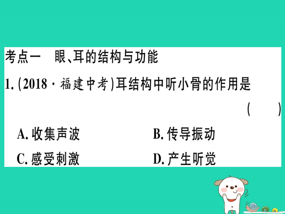 2019春八年级生物下册专题复习七人体生命活动的调节习题.ppt_第1页