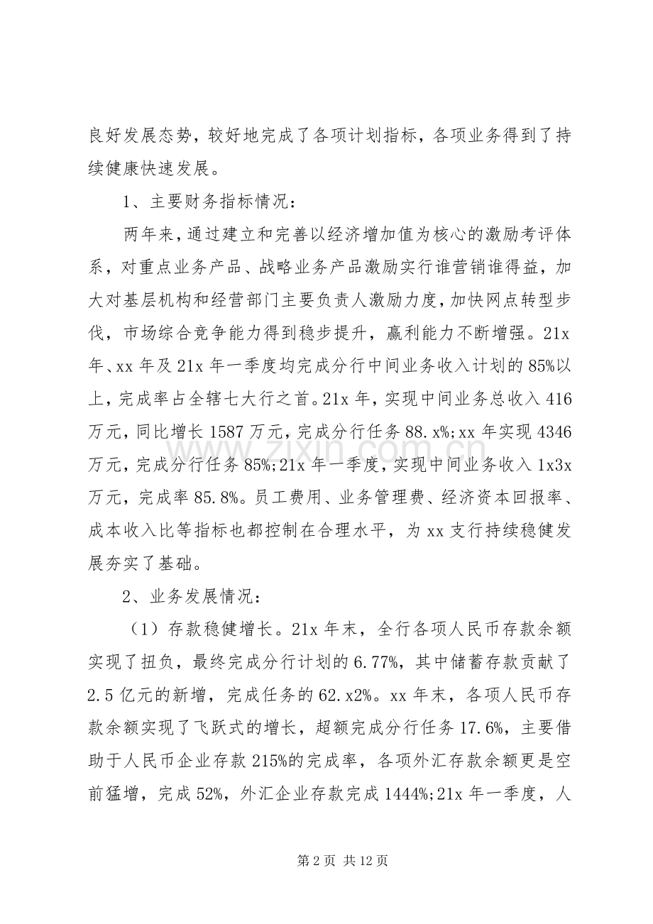 XX年银行行长有作为离任述职报告.docx_第2页