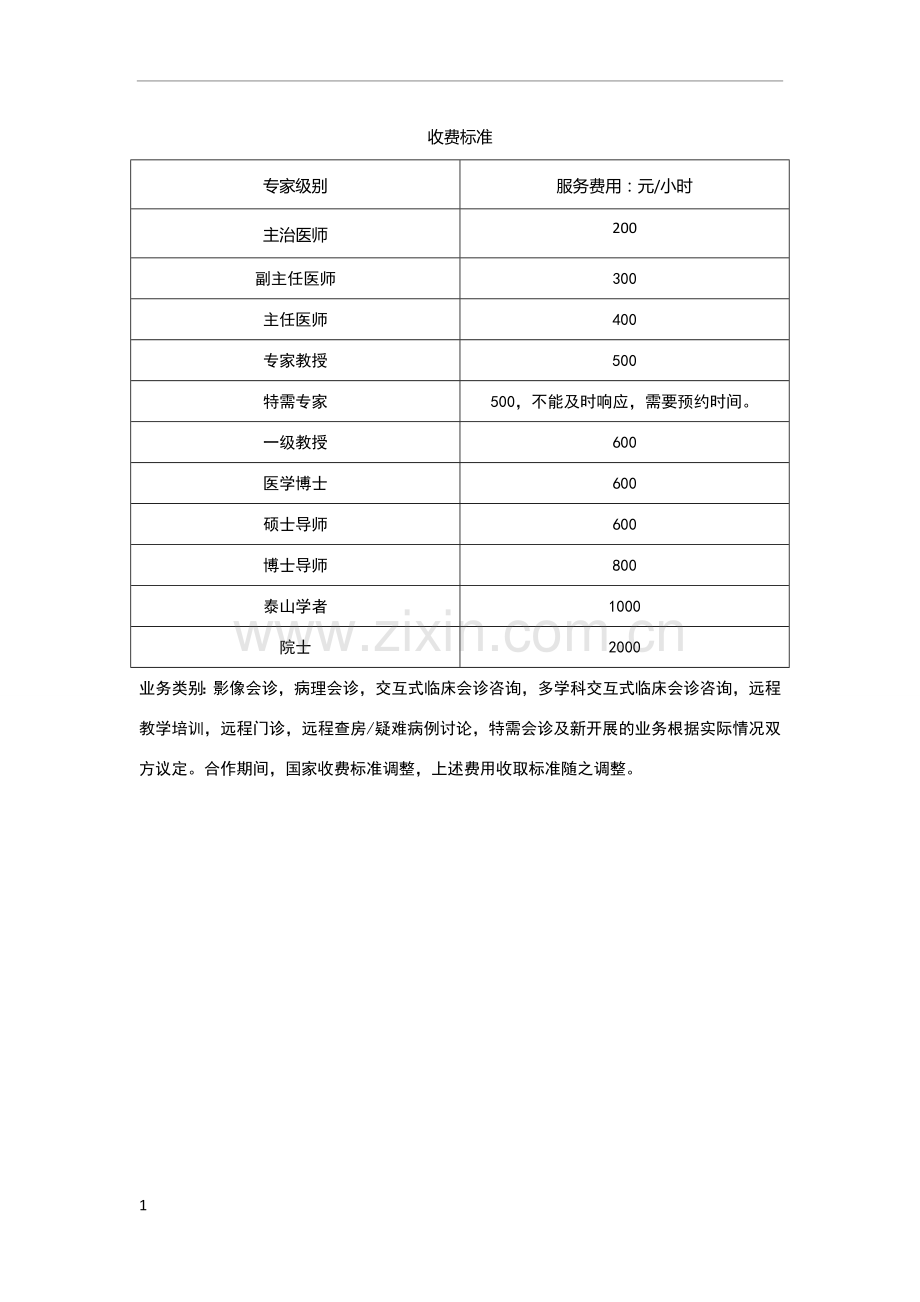 远程诊疗收费标准.doc_第1页