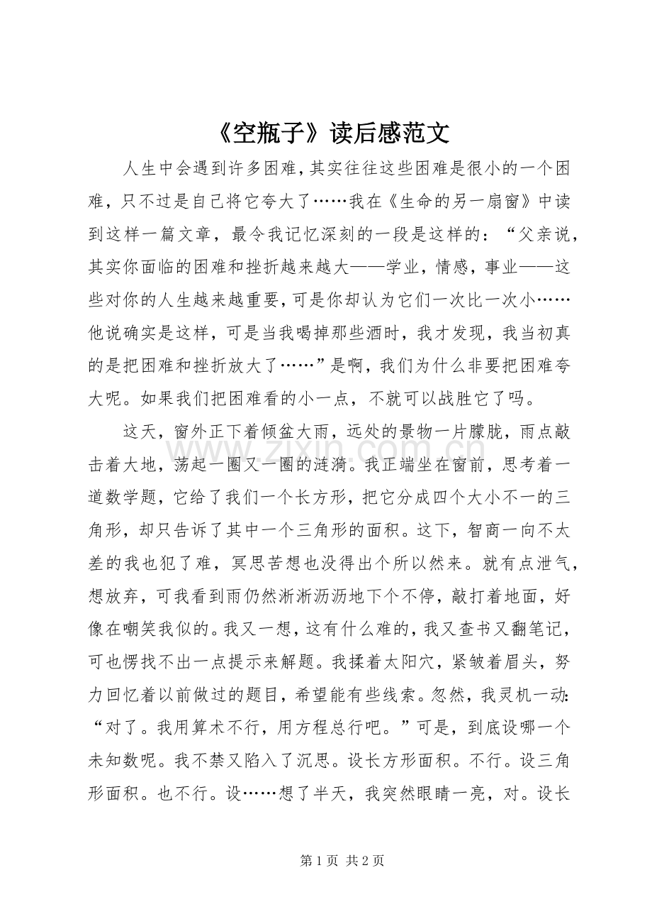 《空瓶子》读后感范文.docx_第1页