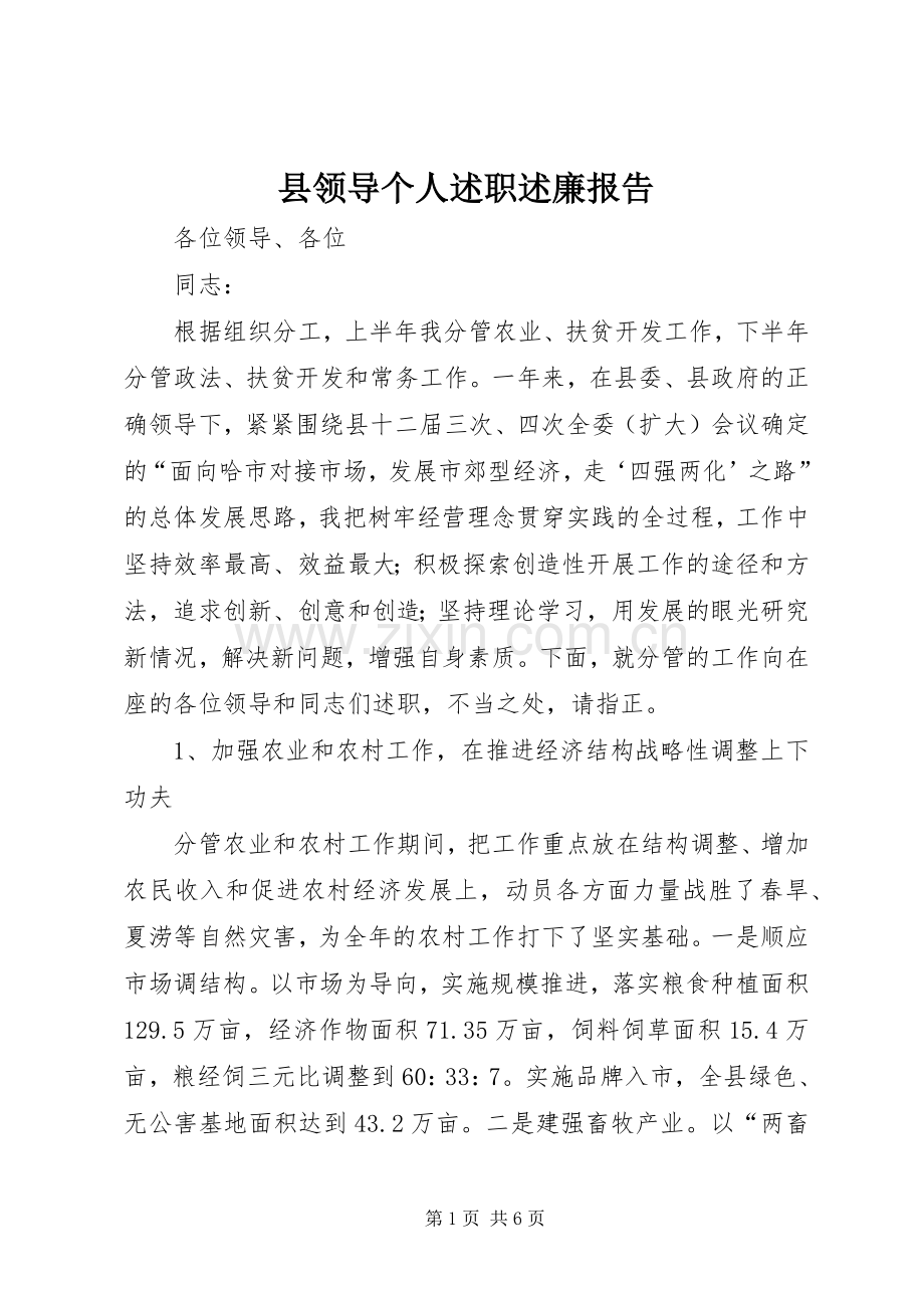 县领导个人述职述廉报告.docx_第1页