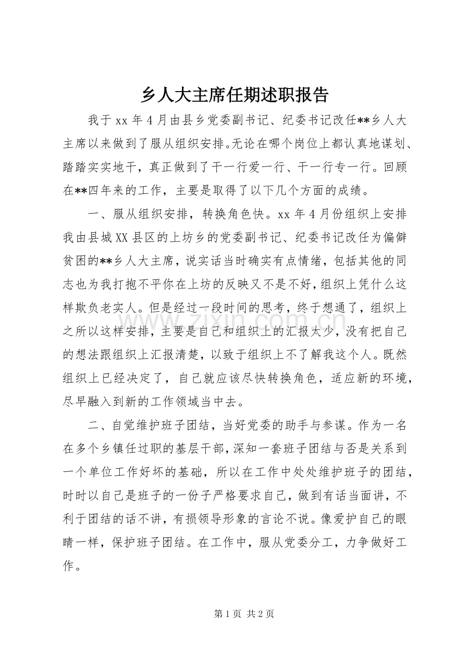乡人大主席任期述职报告.docx_第1页