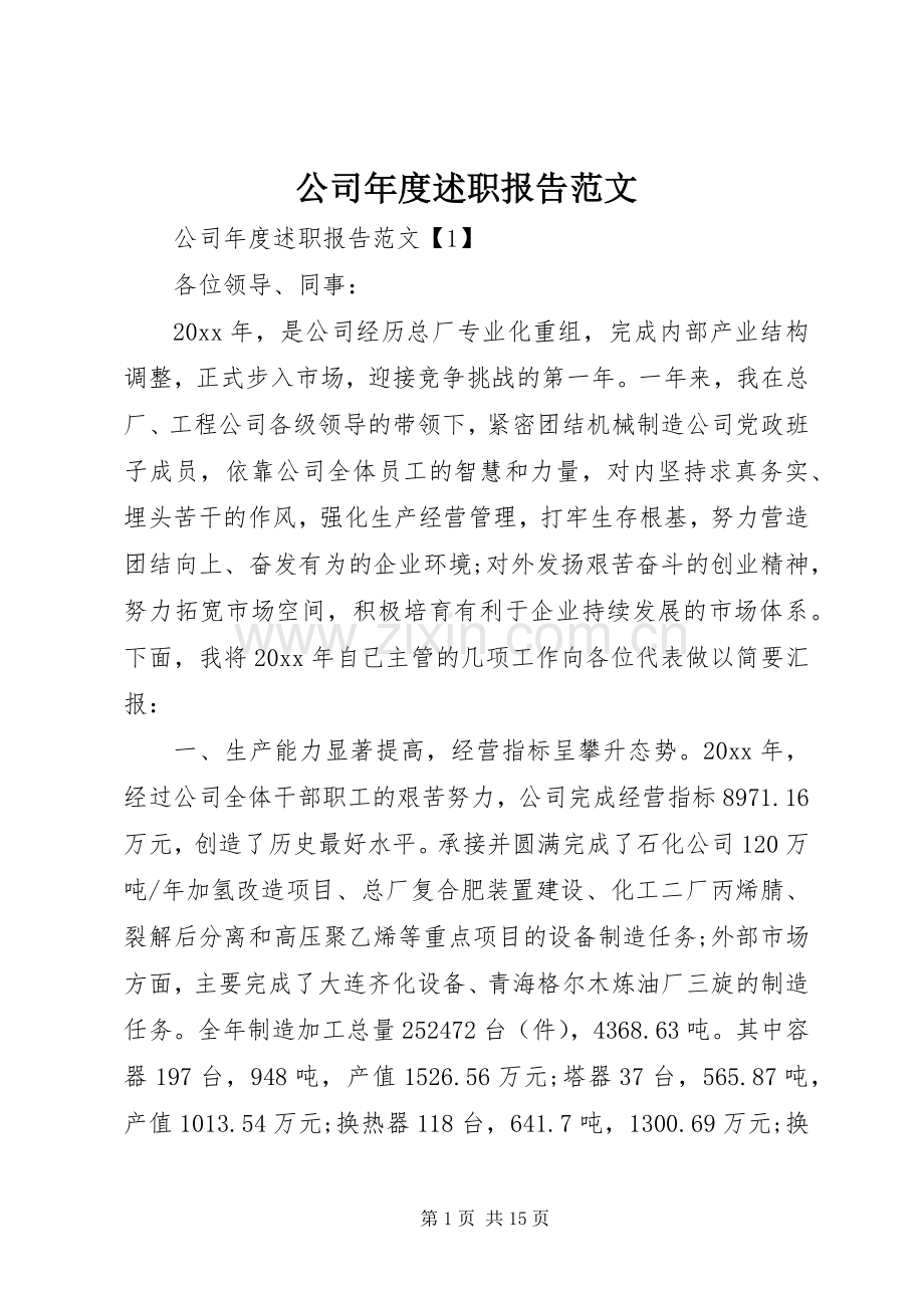 公司年度述职报告范文.docx_第1页