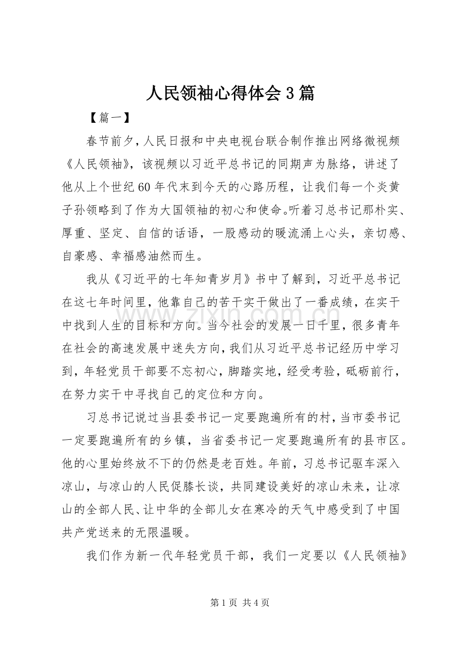 人民领袖心得体会3篇.docx_第1页