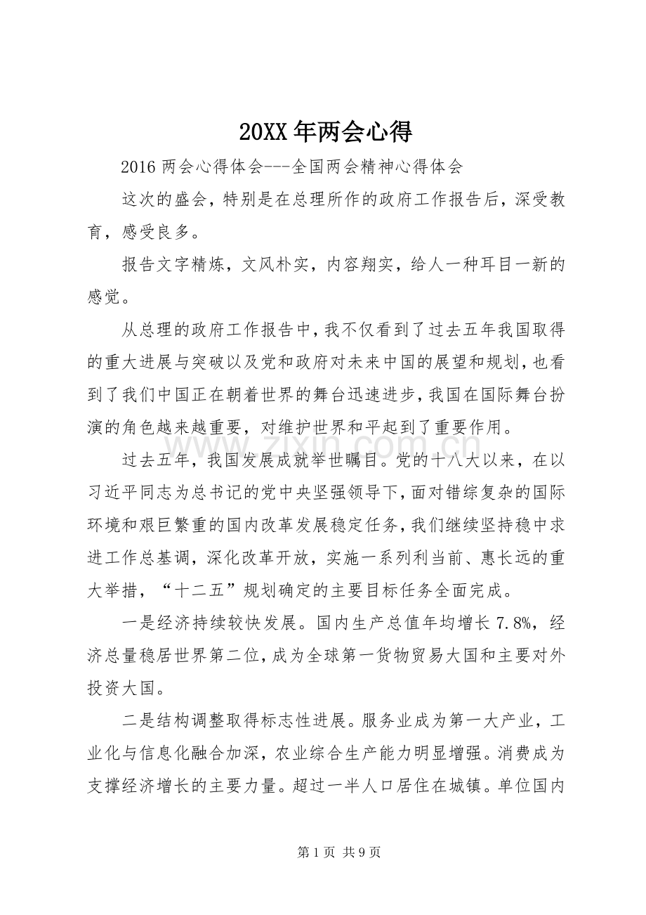 20XX年两会心得.docx_第1页
