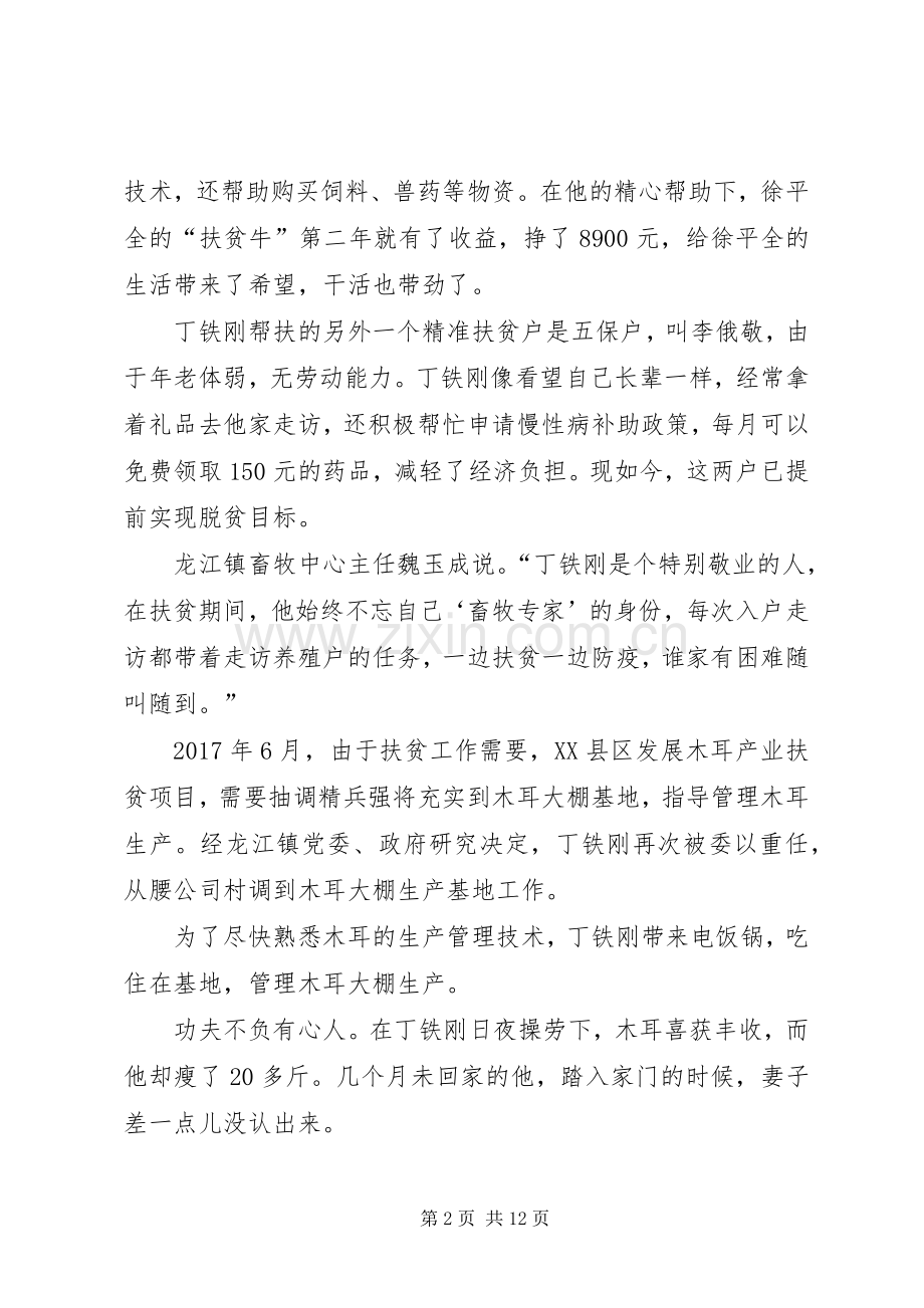 20XX年“奋斗的荣光”——扶贫队长丁铁刚先进事迹心得体会多篇.docx_第2页