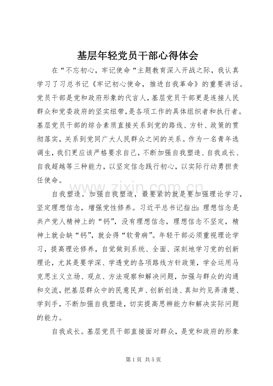 基层年轻党员干部心得体会.docx_第1页