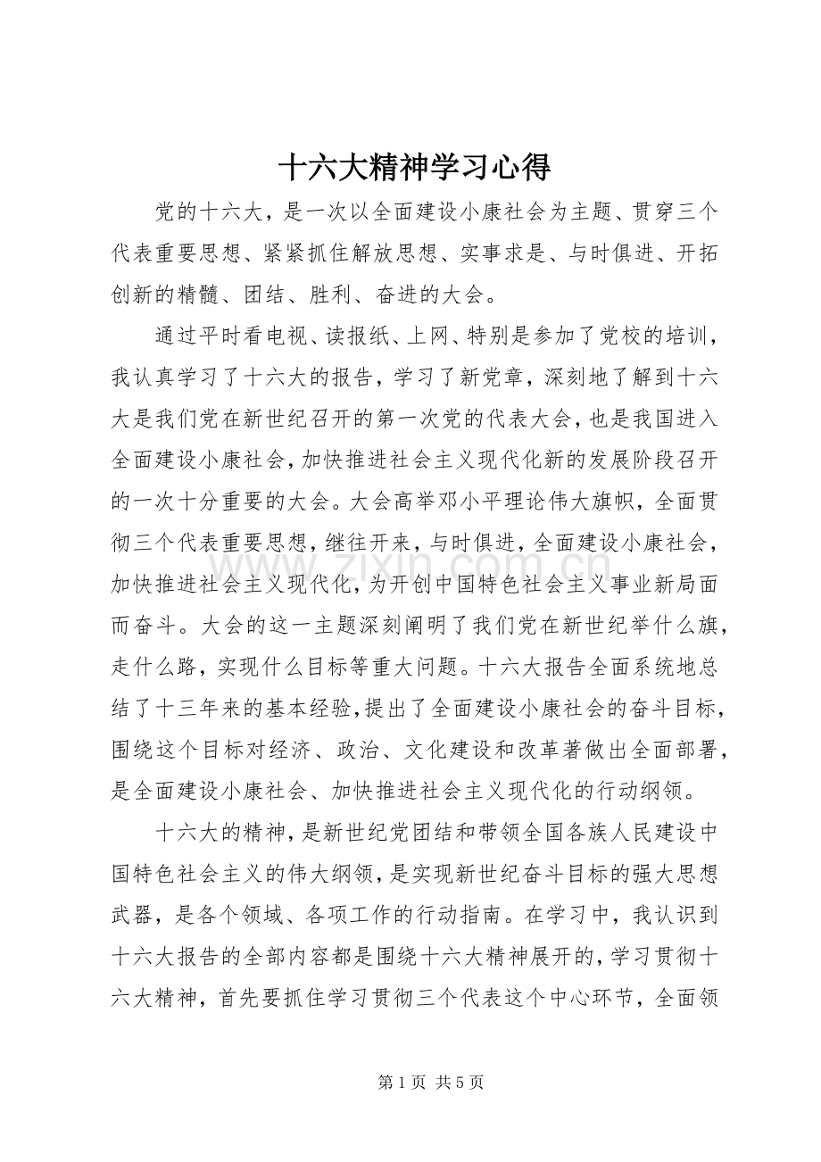 十六大精神学习心得.docx_第1页