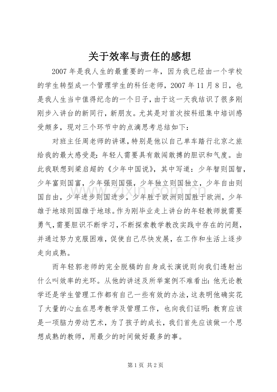 关于效率与责任的感想.docx_第1页
