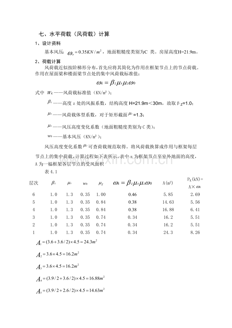 毕业设计风荷载计算书.doc_第1页
