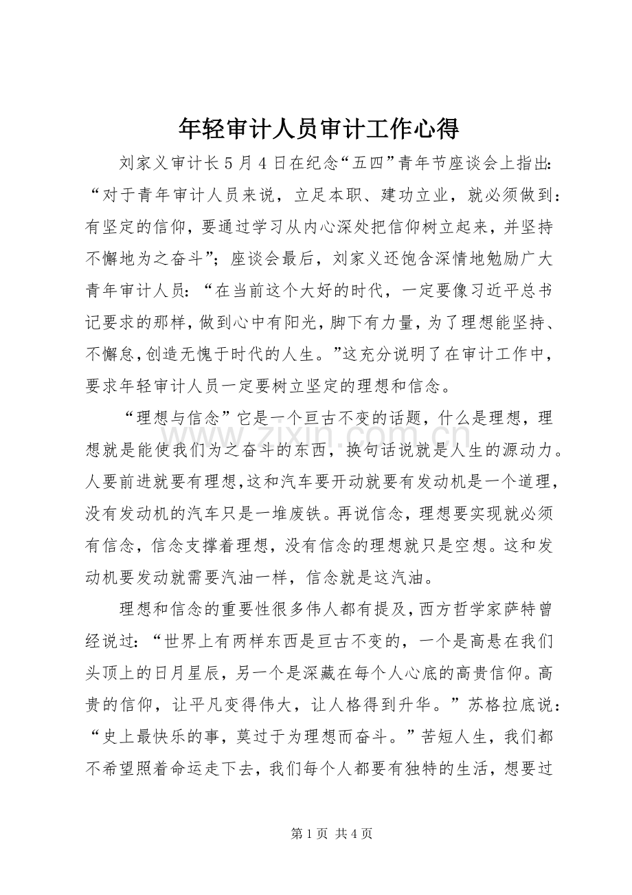 年轻审计人员审计工作心得.docx_第1页