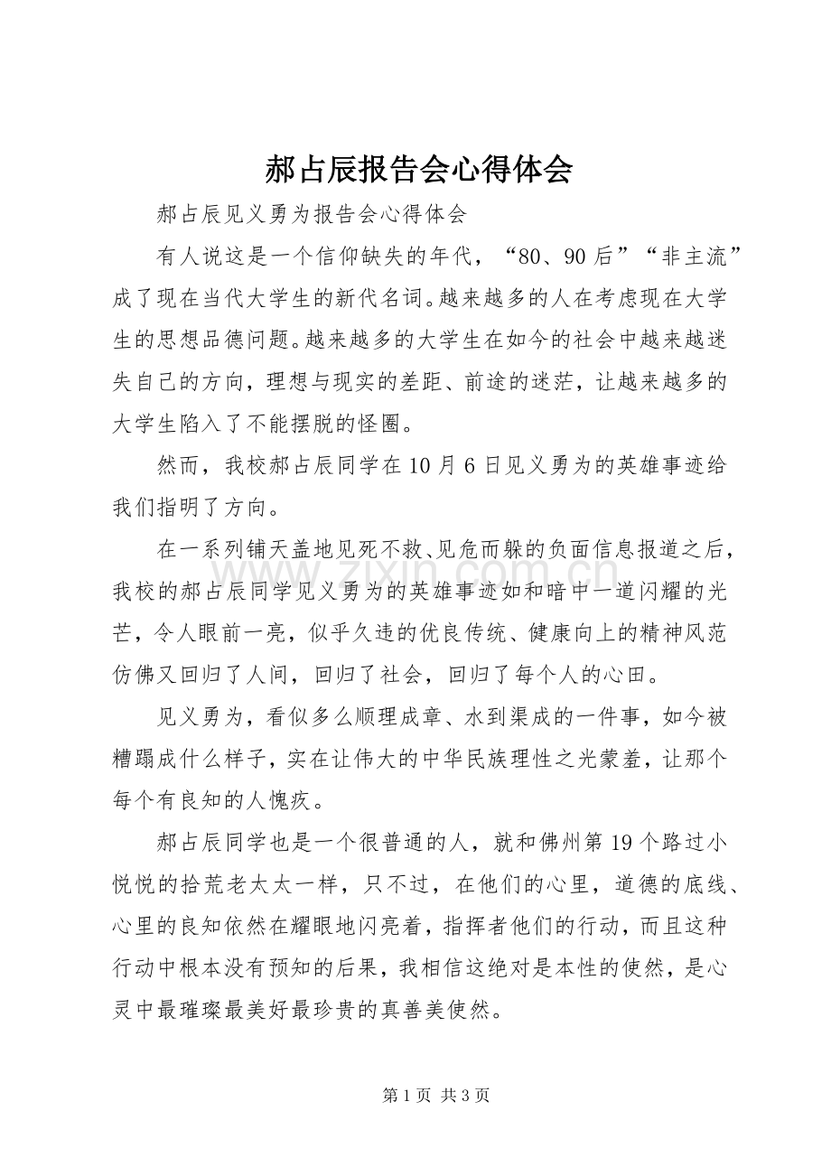 郝占辰报告会心得体会.docx_第1页