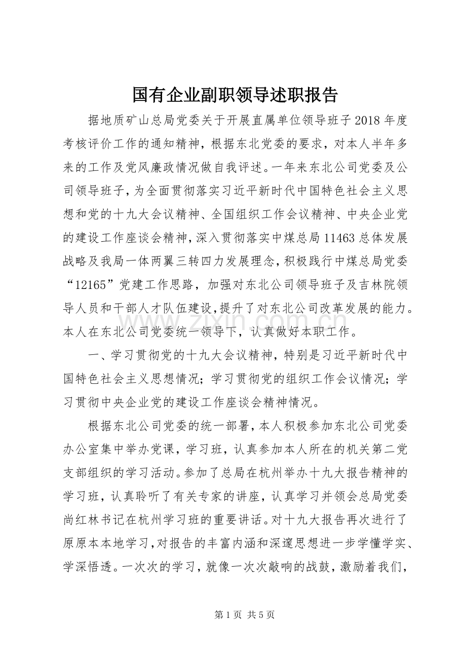 国有企业副职领导述职报告.docx_第1页
