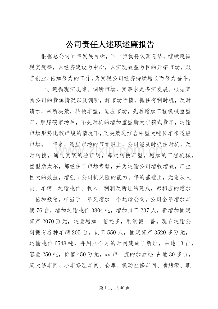 公司责任人述职述廉报告.docx_第1页