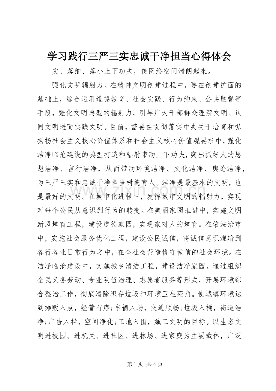 学习践行三严三实忠诚干净担当心得体会.docx_第1页