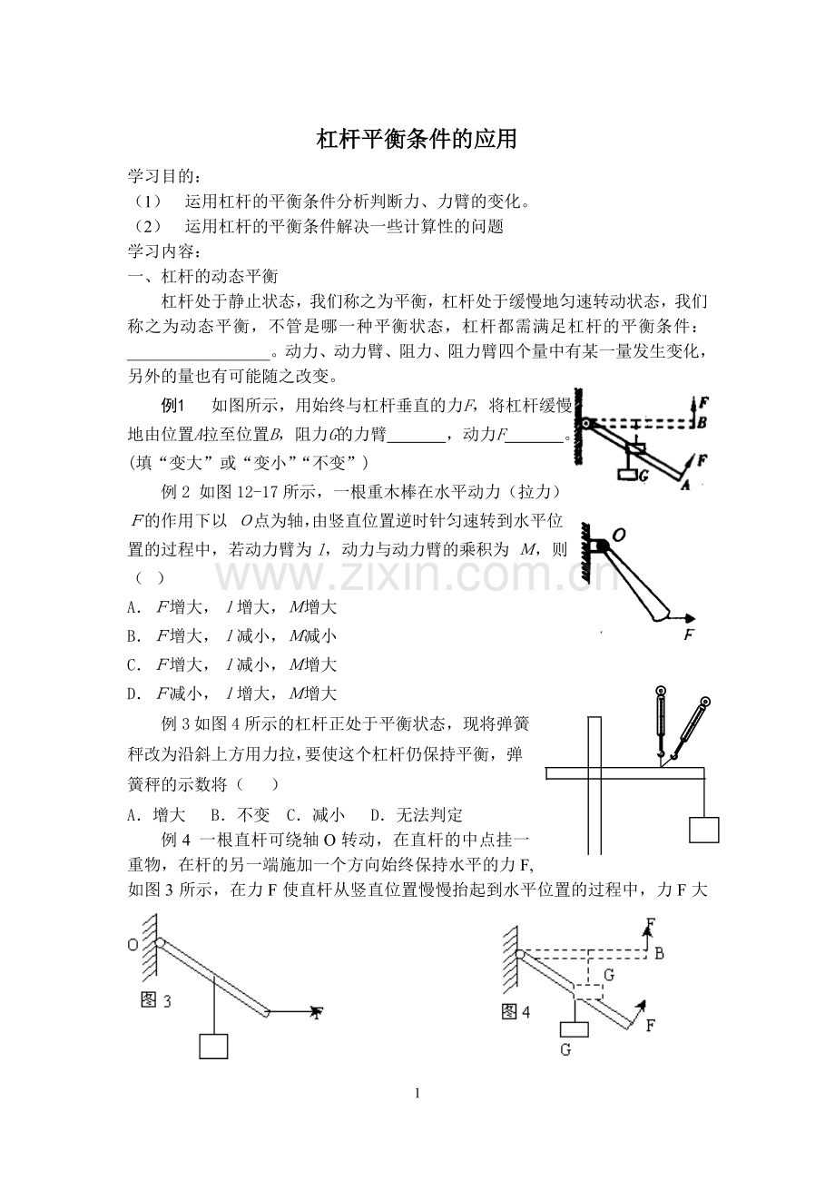 杠杆平衡条件的应用.doc_第1页