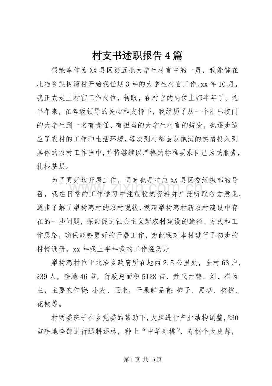 村支书述职报告4篇.docx_第1页