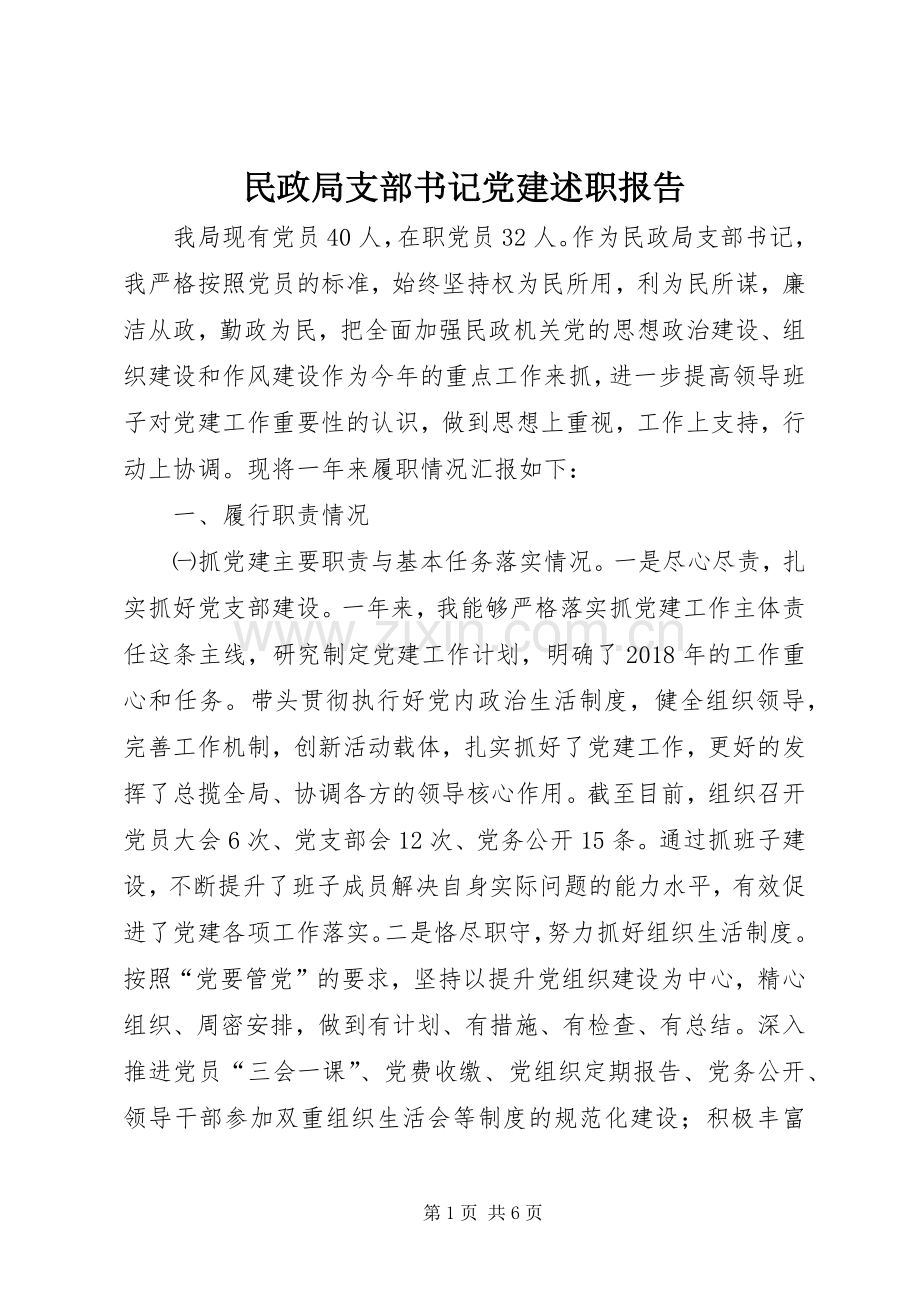民政局支部书记党建述职报告.docx_第1页