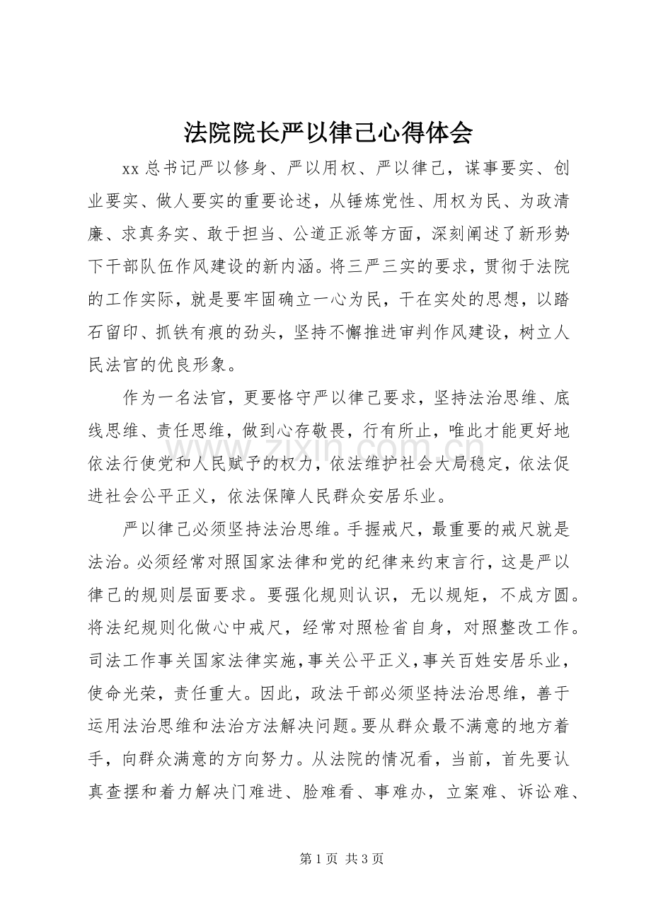 法院院长严以律己心得体会.docx_第1页
