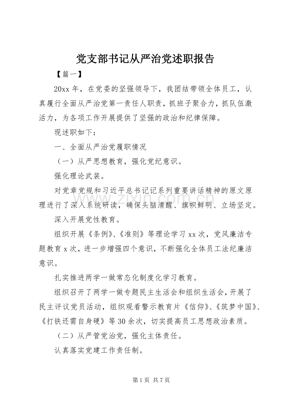 党支部书记从严治党述职报告.docx_第1页