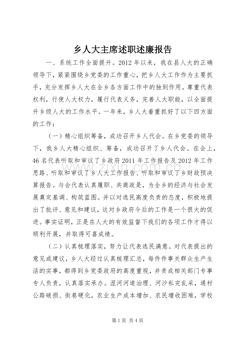乡人大主席述职述廉报告.docx_第1页