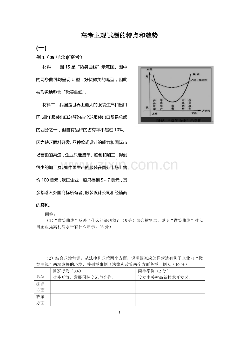 高考主观试题的特点和趋势-.docx_第1页