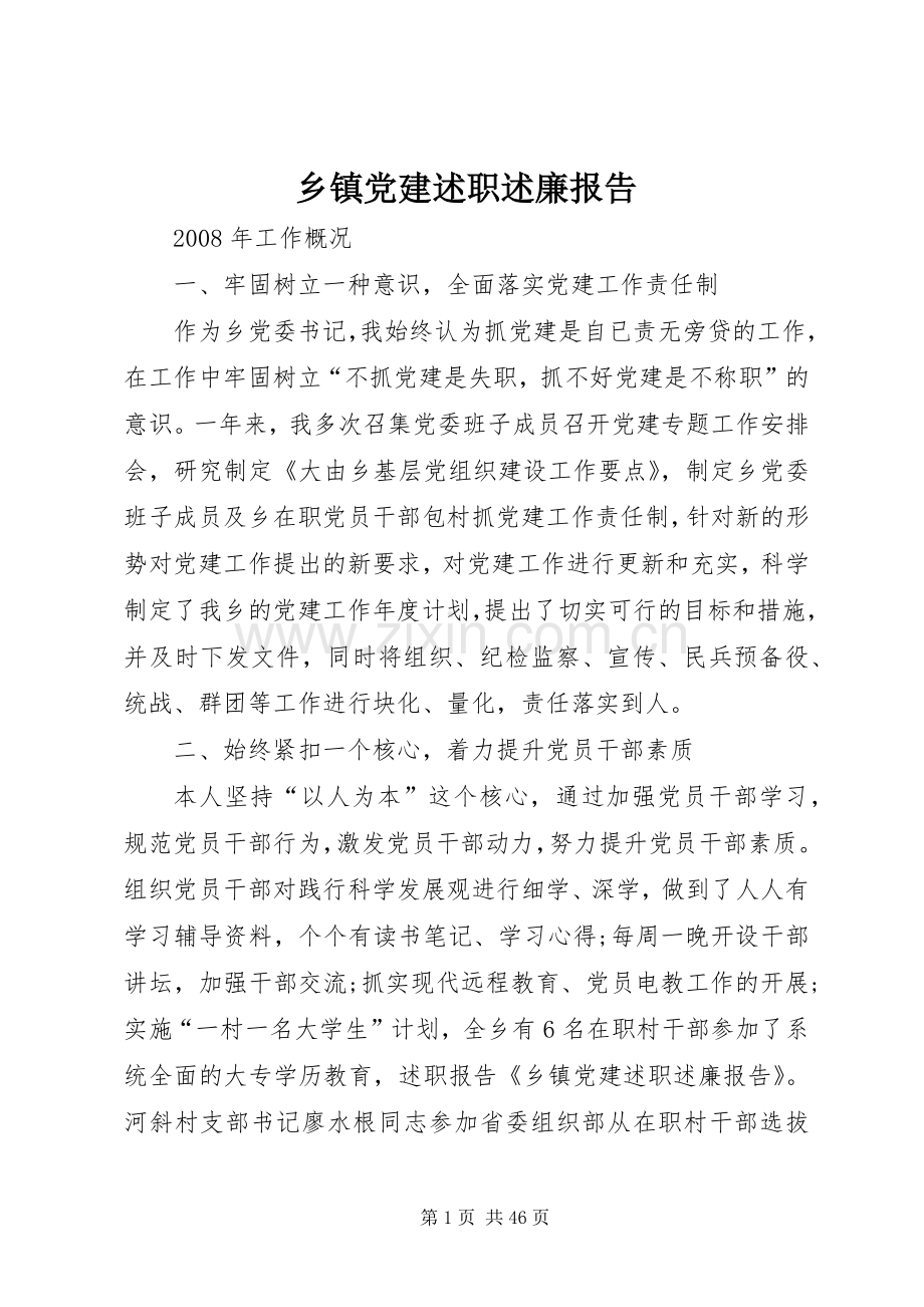 乡镇党建述职述廉报告.docx_第1页