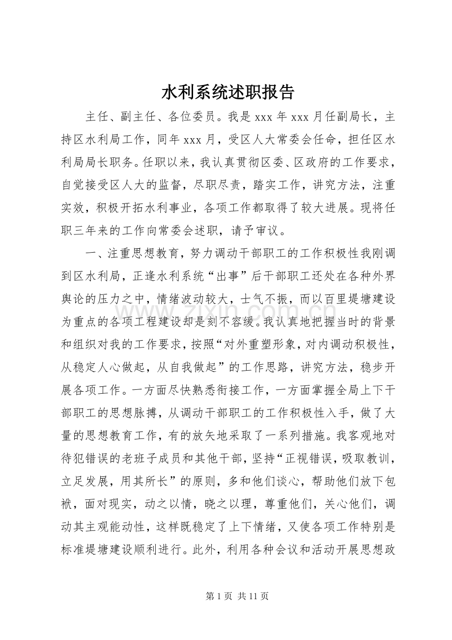 水利系统述职报告.docx_第1页
