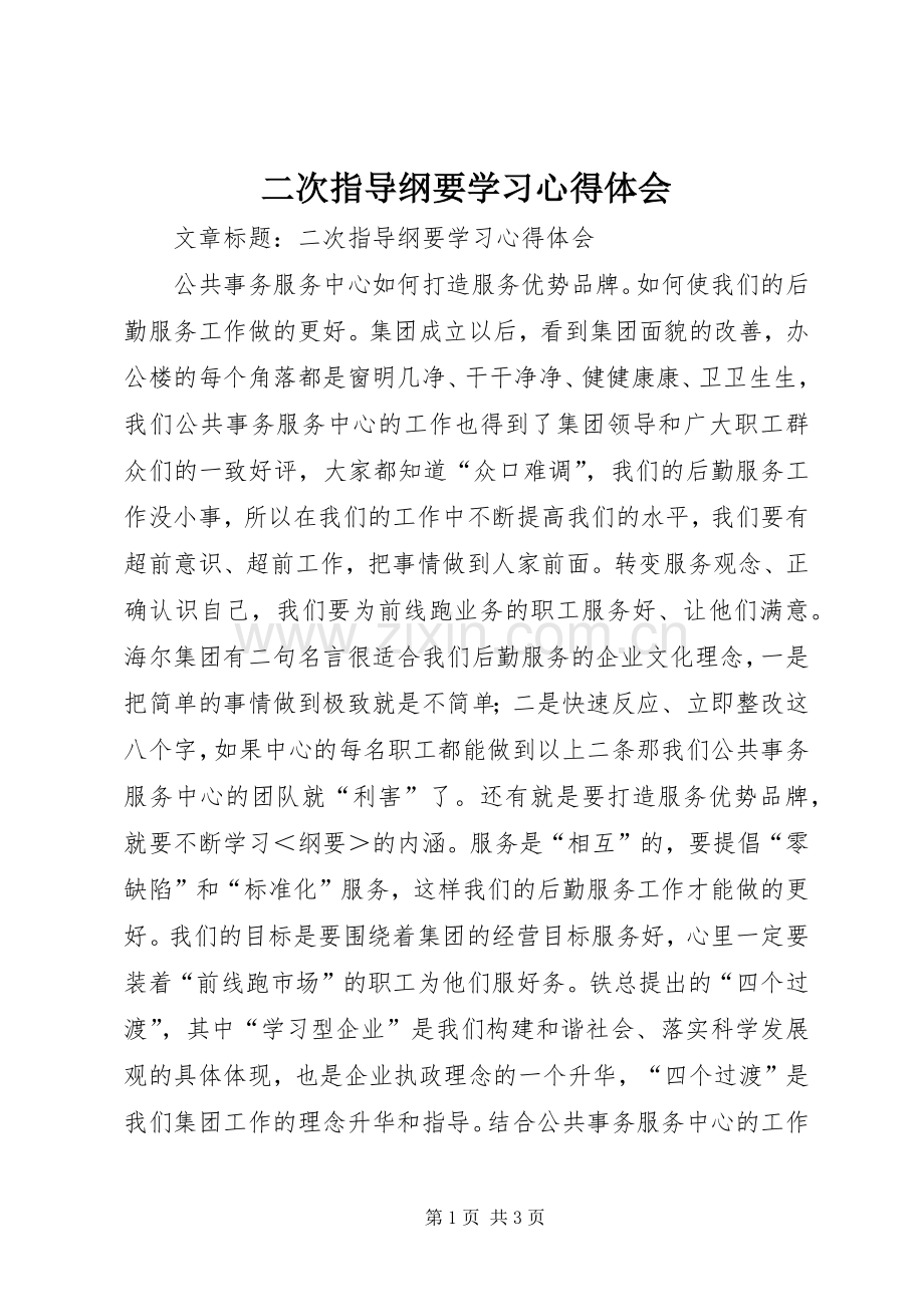 二次指导纲要学习心得体会.docx_第1页