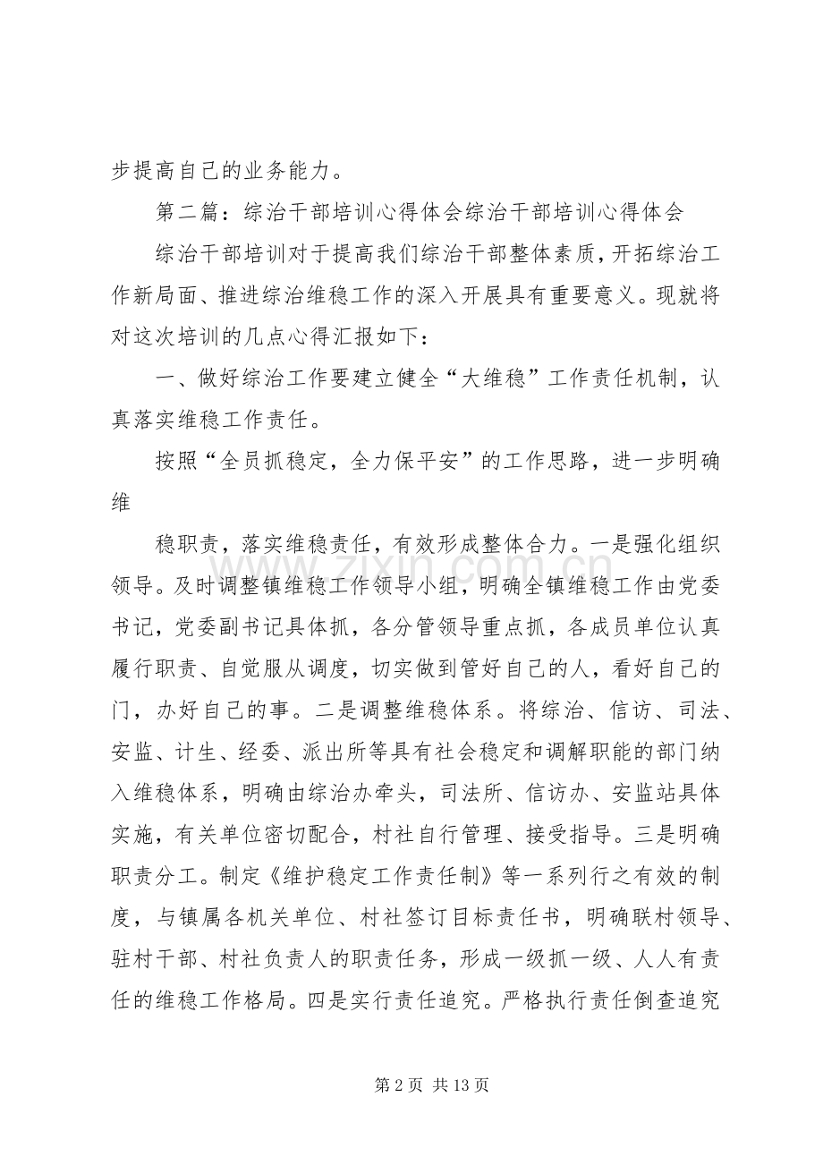 政法综治干部培训心得体会(多篇).docx_第2页