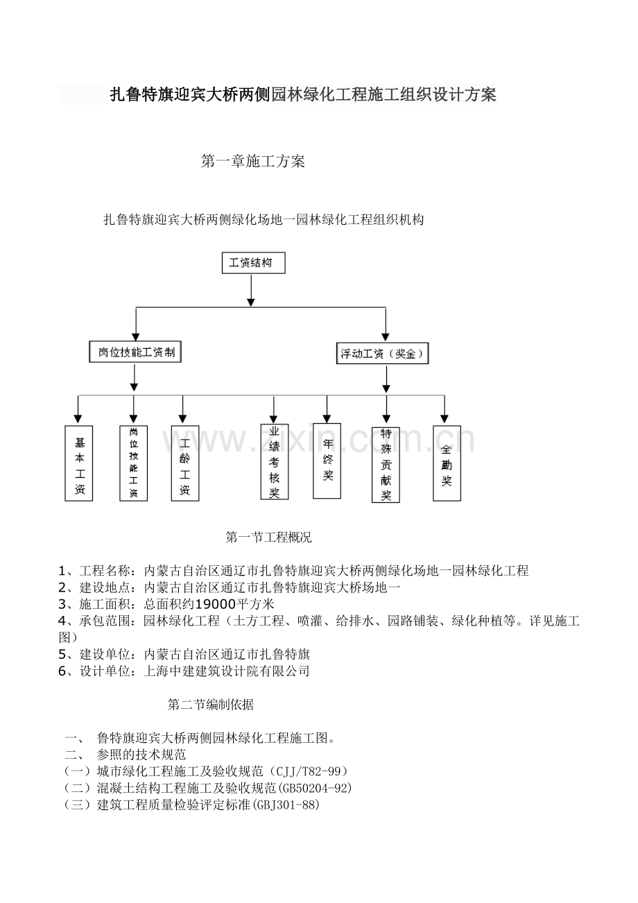 扎鲁特旗迎宾大桥两侧园 林 绿 化 工 程 施 工 组 织 设 计 方 案.doc_第1页