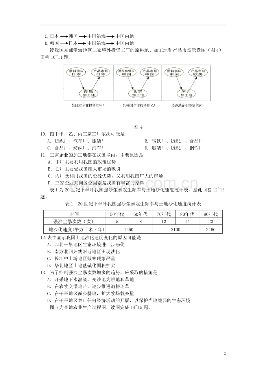 吉林省吉林市2012-2013学年高二地理上学期期末考试试题新人教版.doc_第2页